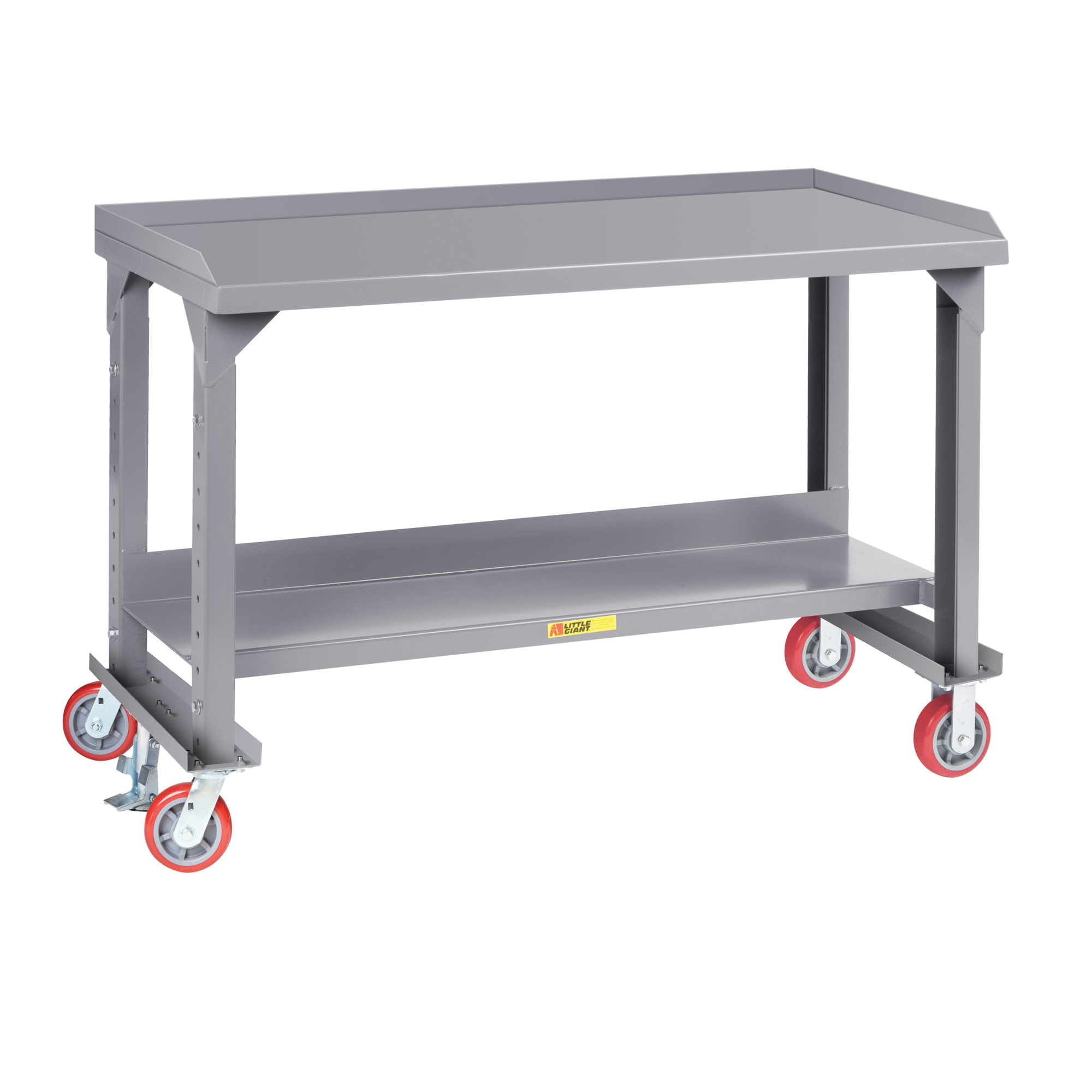 Little Giant Mobile Workbench - 24in. x 60in., 3600-Lb. Capacity, Adjustable Height, Polyurethane Wheels, Model# WSL224606PYFLAH